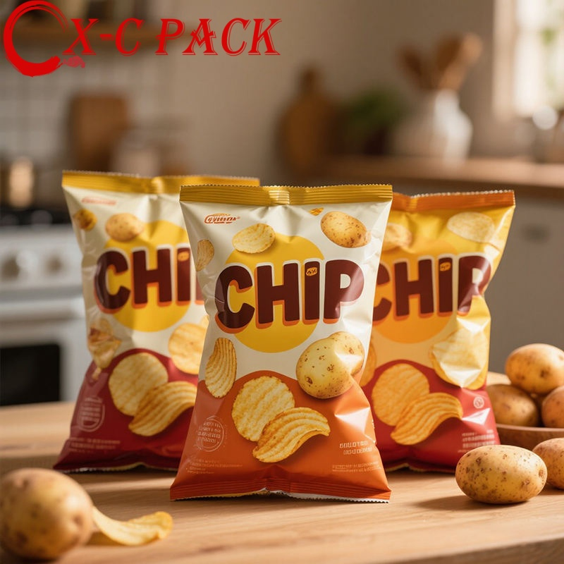 Bolsa de acordeón de sellado térmico personalizada de aluminio para empaquetado de papas fritas con sabor, nueces y galletas