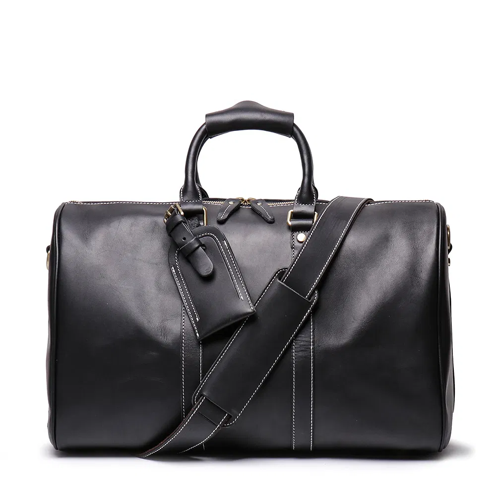 Bolso de viaje vintage para hombres, bolso de gimnasio de cuero genuino, bolsa de gran capacidad, bolso de fin de semana