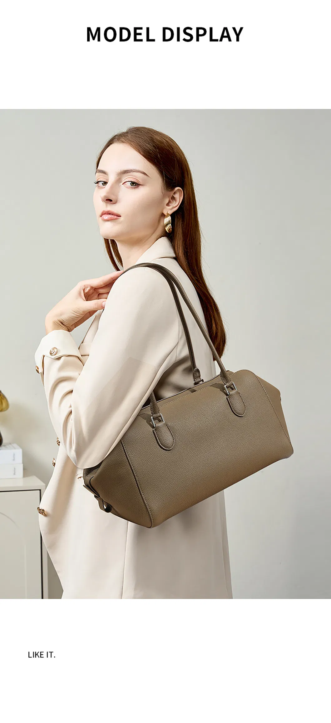 Bolso Baguette Avanzado de Moda de Cuero Genuino para Damas Bolso de Axila