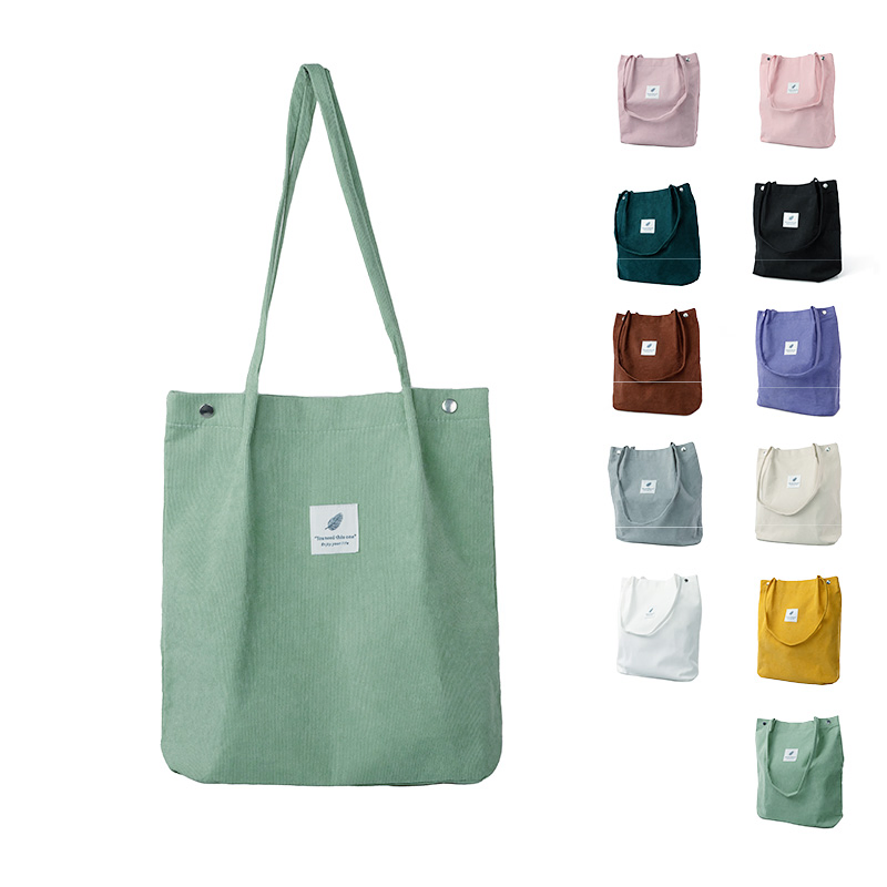 Bolsa de hombro de corduroy de color personalizado con bolsillos