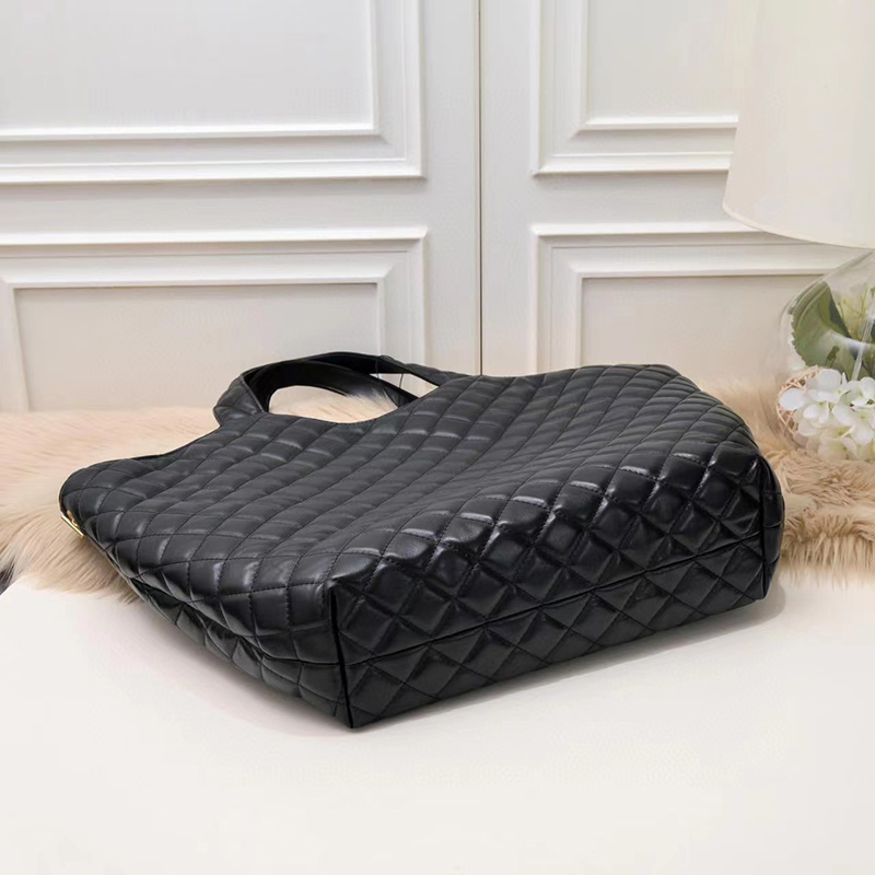 Emg6928 Bolso acolchado de piel de vaca, grabado, genuino, con logo grande, lujo, negro, cuero, personalizado, mujeres, acolchado, bolsa grande