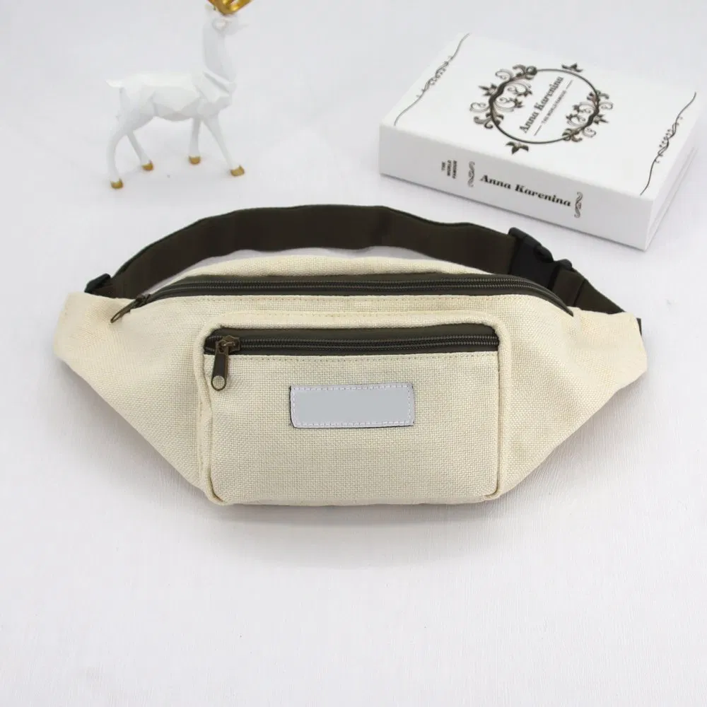 Promoción de Fanny Pack al por mayor, bolsa de cintura deportiva de yute impermeable, bolso cruzado personalizado
