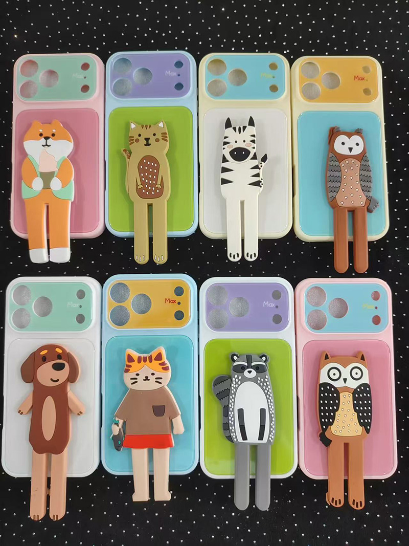 Fábrica personalizada linda funda de teléfono de oso búho koala león gato 3D de dibujos animados con patas largas para iPhone 18 PRO Max