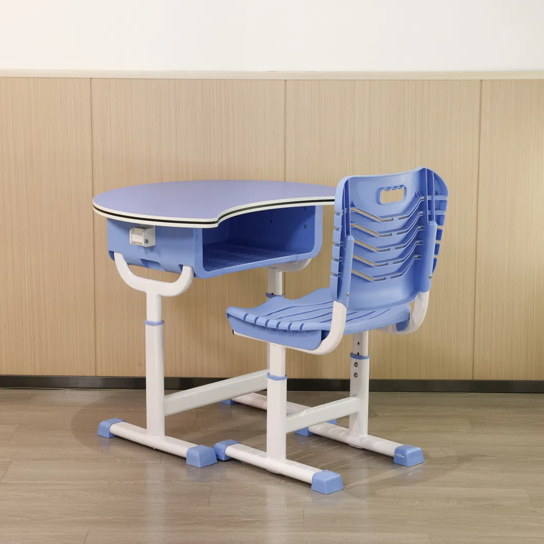 Conjunto de estudio lunar moderno - Escritorio de madera curvada + Asiento de plástico PP antideslizante