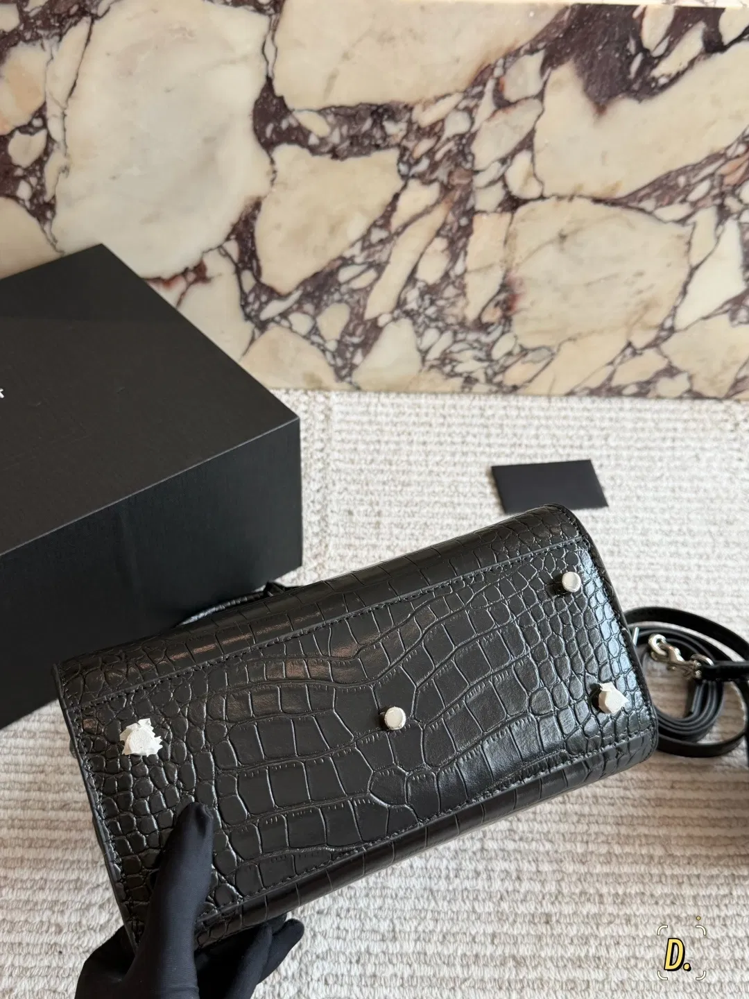 Bolsa tote de gran capacidad estilo acordeón, removible, con textura de cuero embosado de cocodrilo brillante, bolsa de lujo ligero para mujeres
