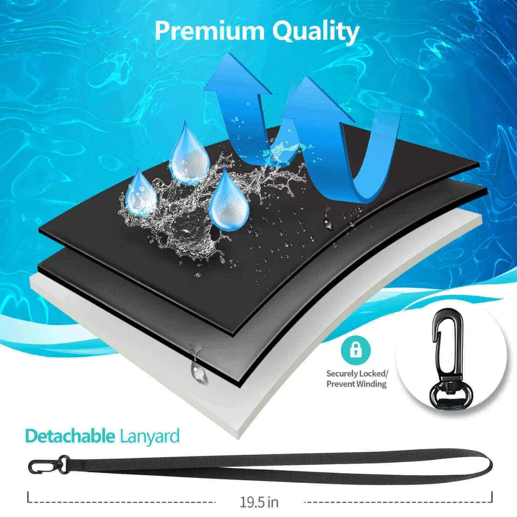 Funda para teléfono celular impermeable: bolsa seca impermeable con cordón para el cuello - soporte claro para celular bajo el agua