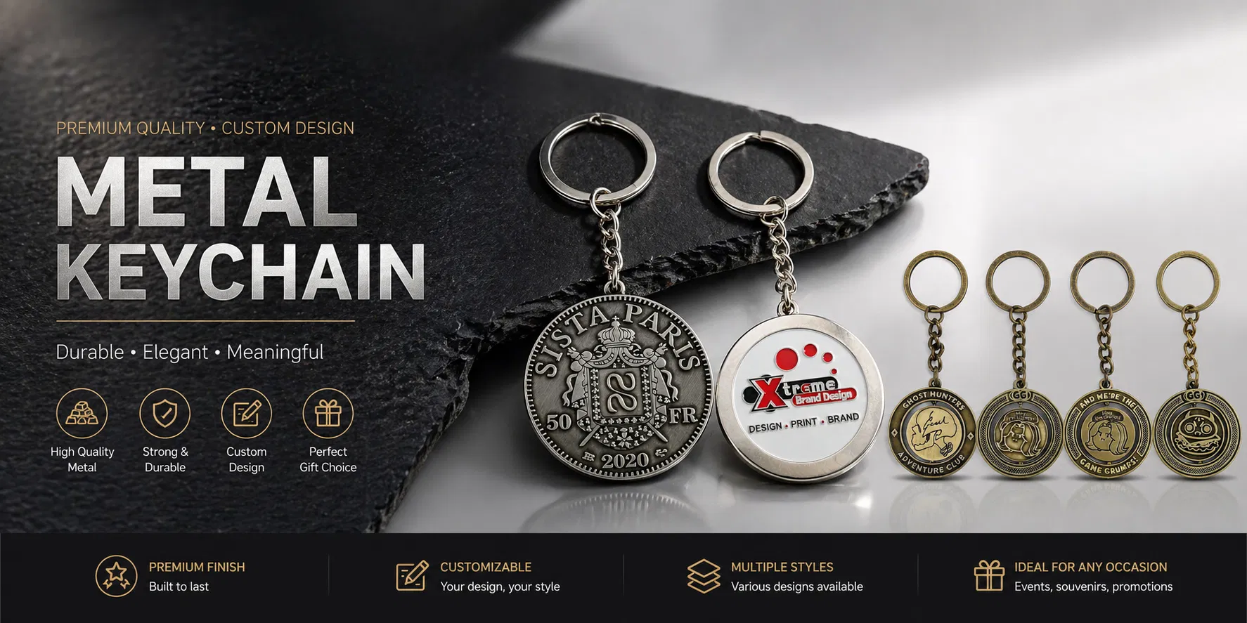 Llave de metal personalizada llavero logo lunar anillo para llaves bolsas cinturón