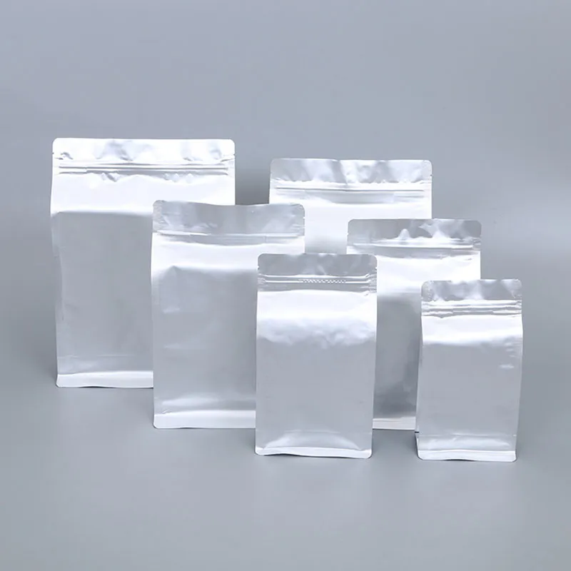 Bolsa de comida con cierre de aluminio, bolsa de café, empaquetado de comida, sellado de ocho lados, bolsa de bocadillos en acordeón