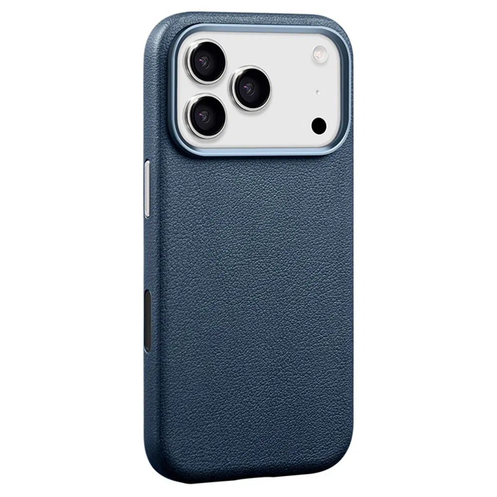 funda para iPhone 17 PRO Max compatible con Magsafe cubierta de teléfono de cuero PU - azul