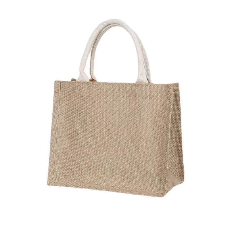 Bolsa de yute al por mayor, ecológica, bolsa de playa de arpillera para compras y publicidad