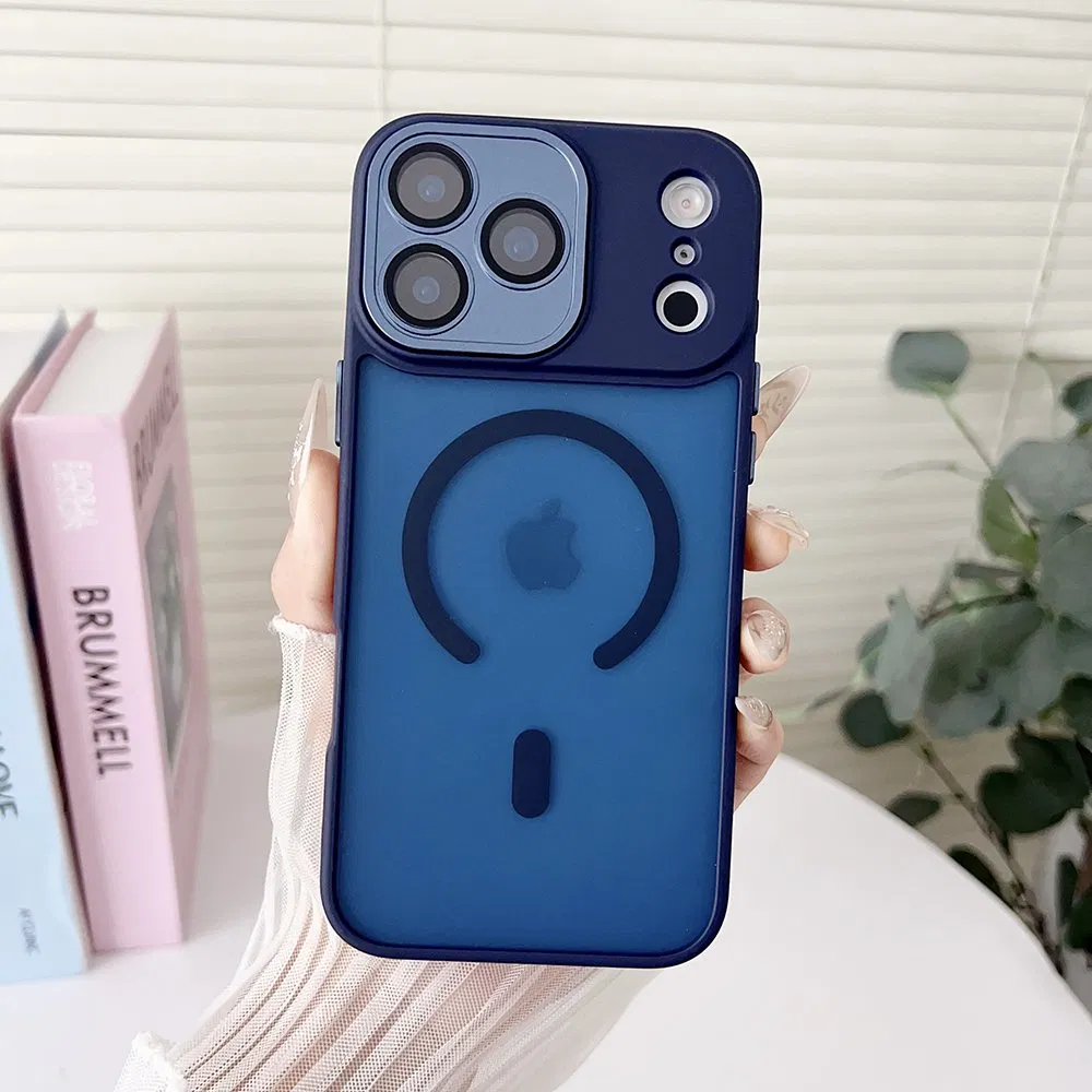 Venta al por mayor 2 en 1 Funda de teléfono magnética translúcida de TPU colorido con tacto de piel helada para iPhone 14 13 15 16 17 PRO Max Funda de teléfono