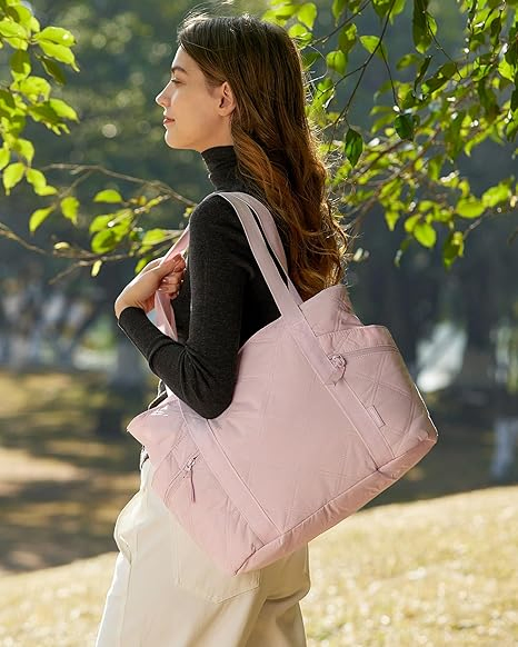 Bolso Tote para Mujeres, Bolsa de Trabajo Puffer con Cremallera, Esenciales de Viaje, Bolsa de Viaje Acolchada