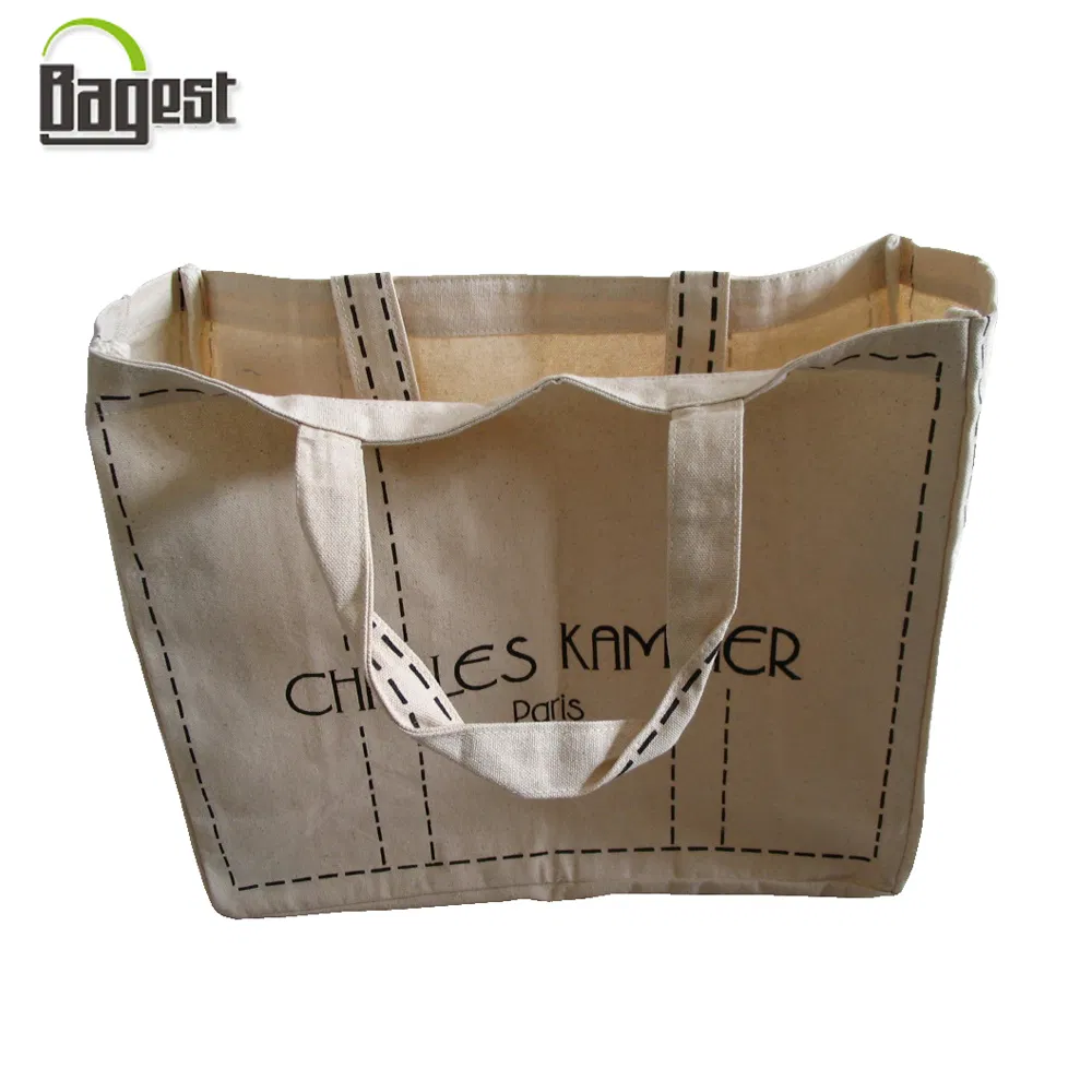 Bolsa de compras de algodón reciclado orgánico personalizada blanca natural, económica y promocional