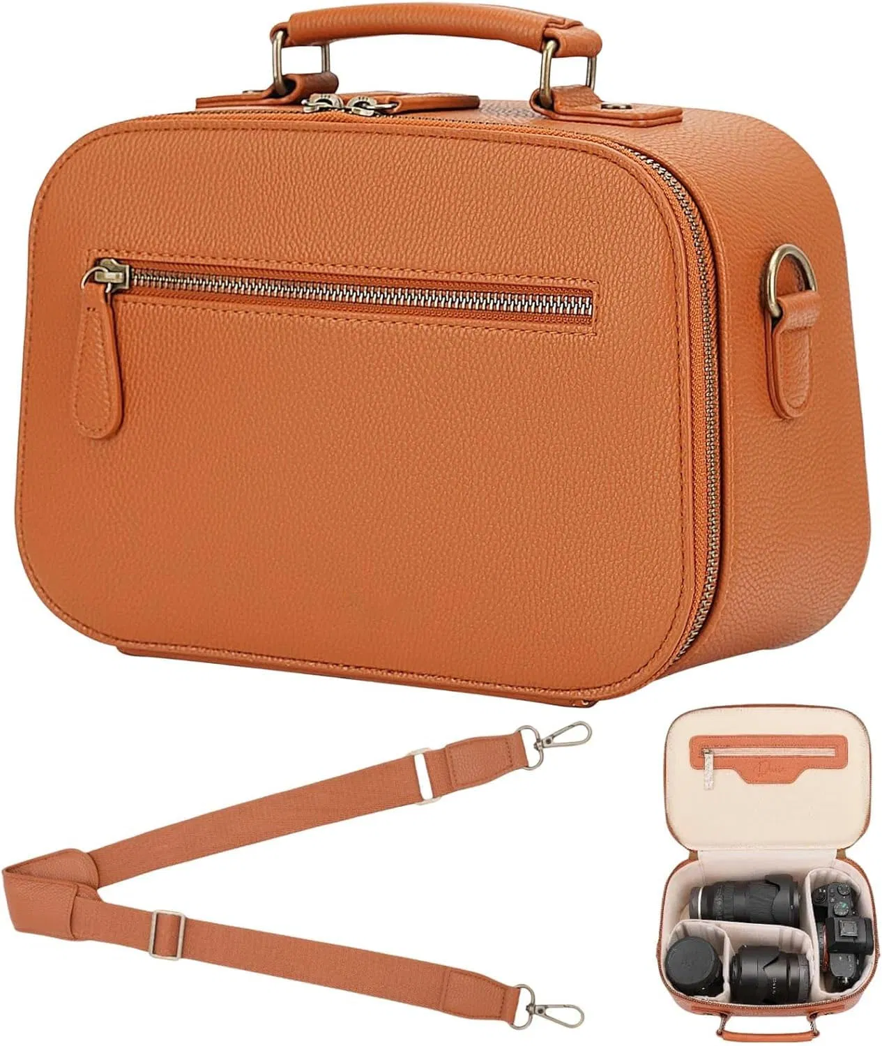 Bolsa de cámara cruzada de cuero PU impermeable con divisor desmontable