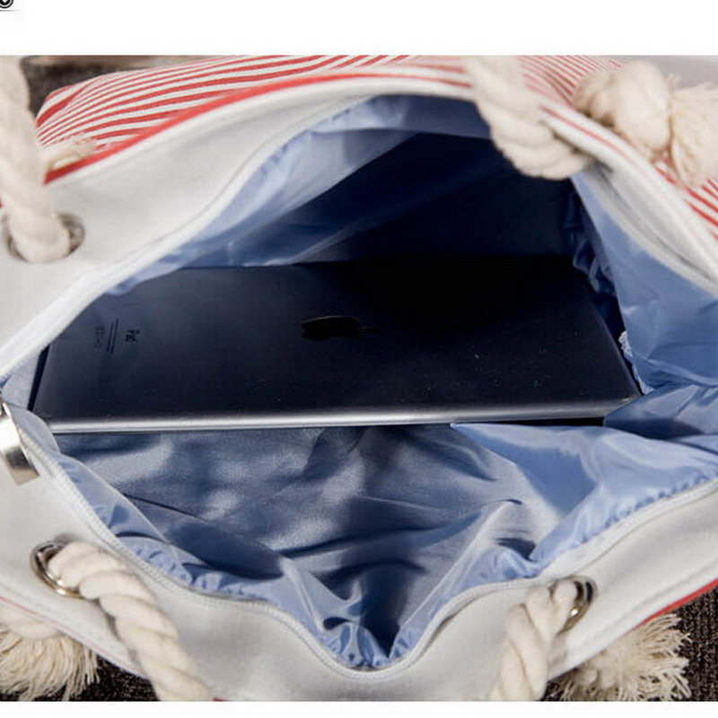 Distribuidor de fabricación en China al por mayor de moda para mujeres, bolso de supermercado personalizado, bolsa de playa de mano plegable con asas de cuerda de lona para viajes y compras
