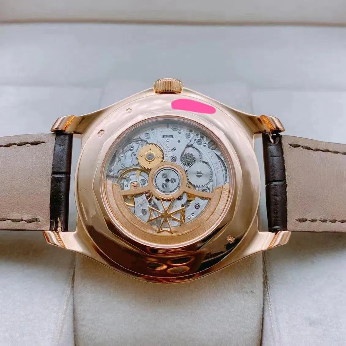 Reloj de hombre automático de movimiento ultra delgado con calendario lunar de placa de plata