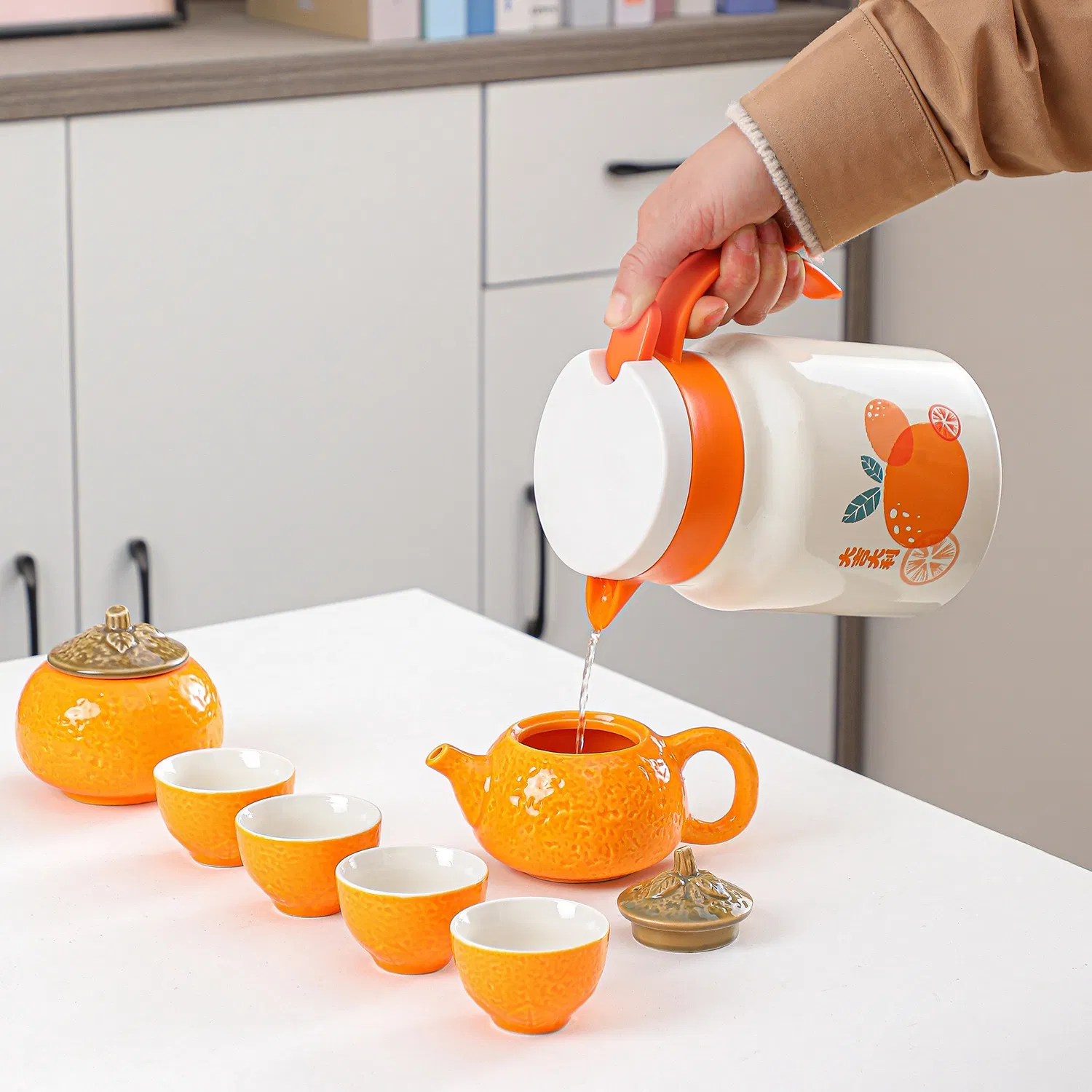 Juego de regalo de té chino "Lucky Orange" premium - diseño de maletín portátil para el Año Nuevo Lunar y regalos de prosperidad