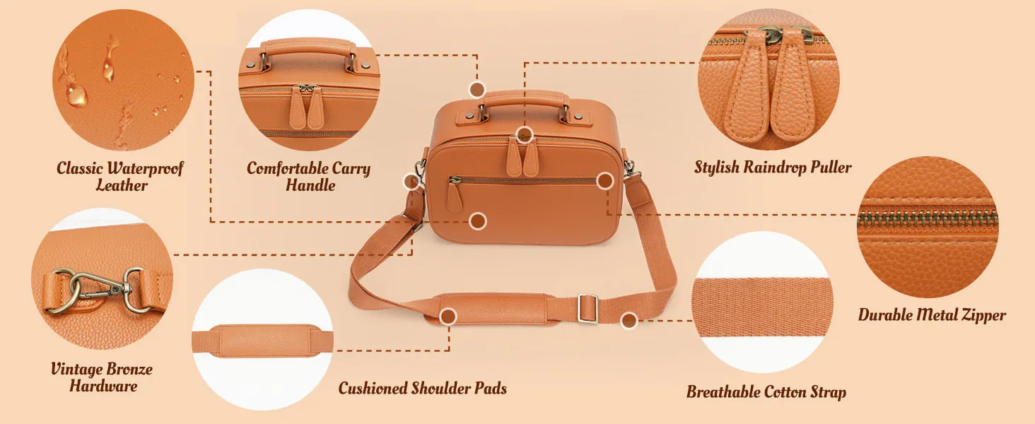 Bolsa de cámara cruzada de cuero PU impermeable con divisor desmontable