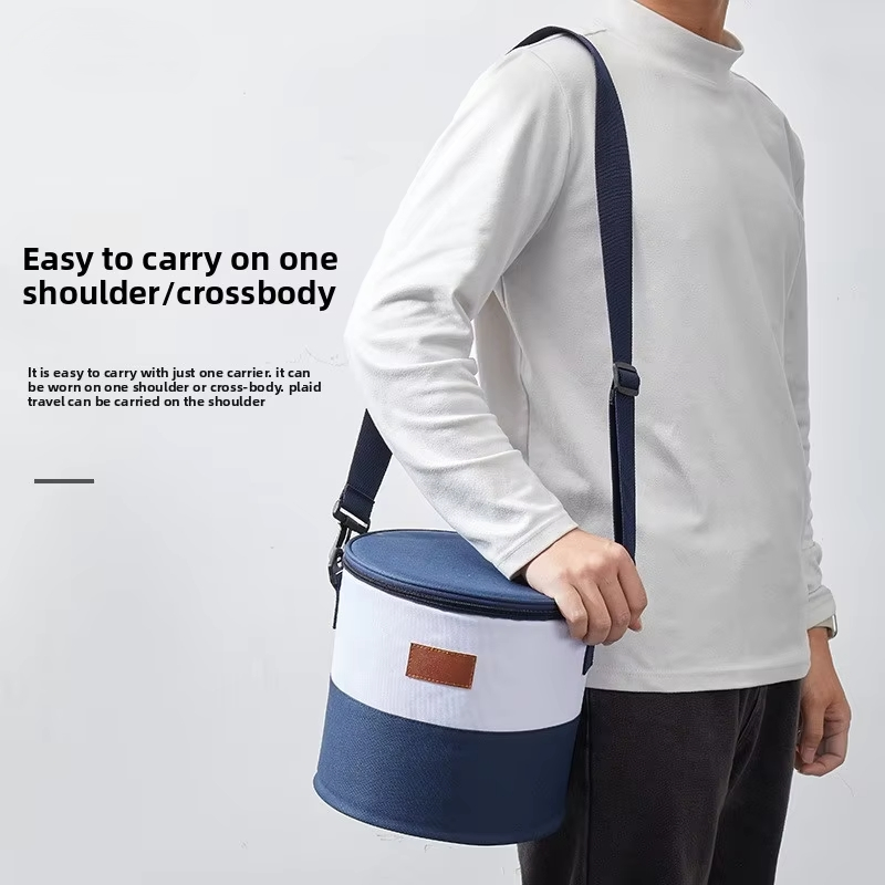 Nueva bolsa de enfriamiento aislada en forma de barril, gruesa, cruzada, para exteriores, camping, picnics, bolsa de almuerzo tipo bento