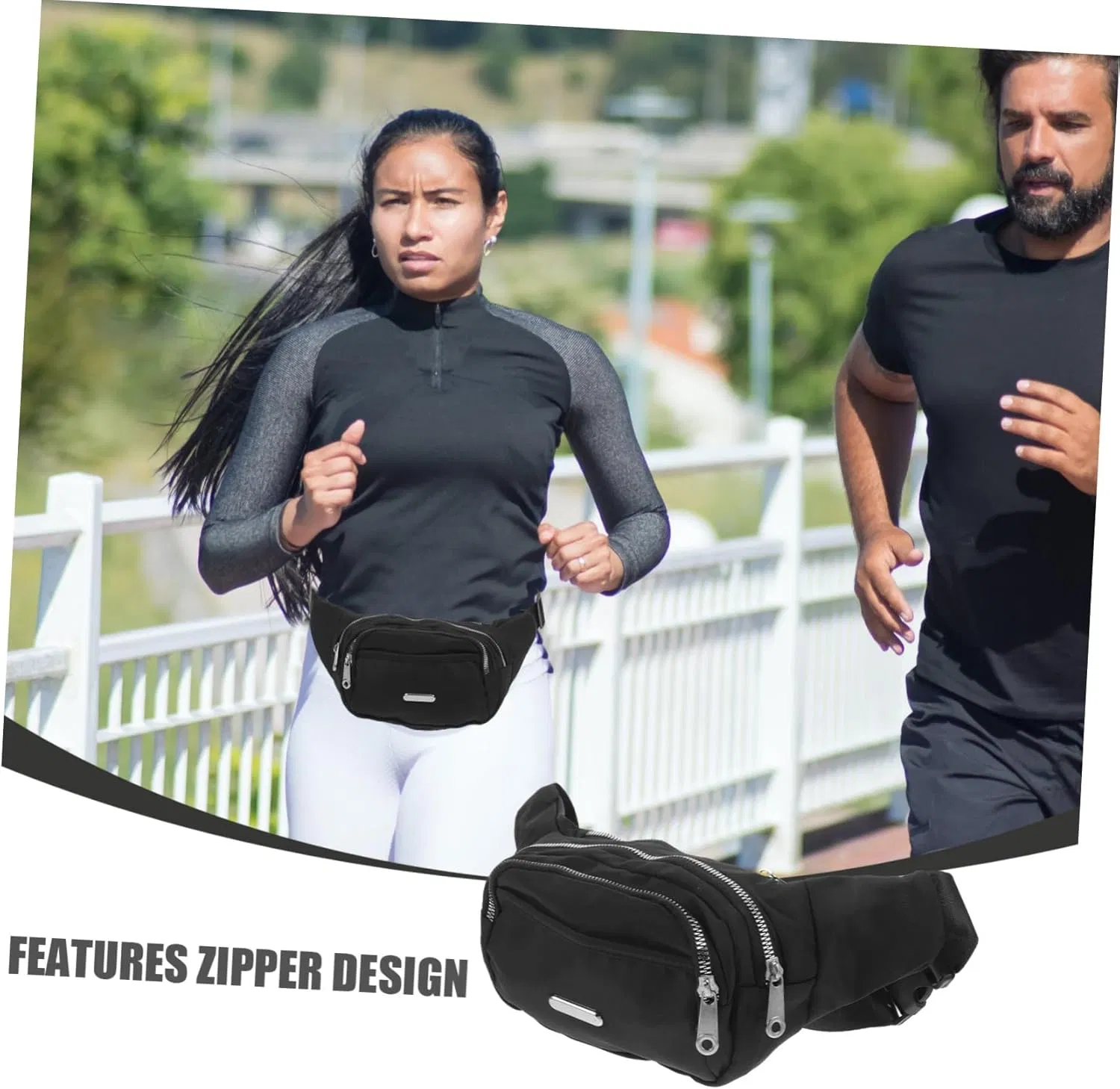 Bolso de Cintura de Moda para Mujeres con Doble Cremallera, Funda para Teléfono, Bolso de Cintura Estiloso para Correr, Viajar y Entrenamientos, Capacidad de Bandolera, Riñonera