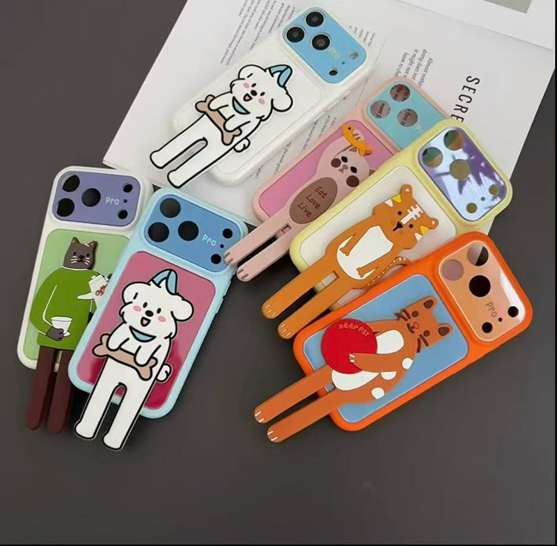 Fábrica personalizada linda funda de teléfono de oso búho koala león gato 3D de dibujos animados con patas largas para iPhone 18 PRO Max