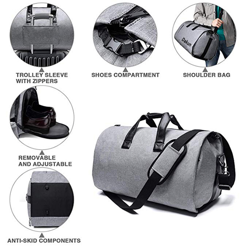 Bolsa de traje plegable personalizada para llevar, bolsa de viaje deportiva de fin de semana