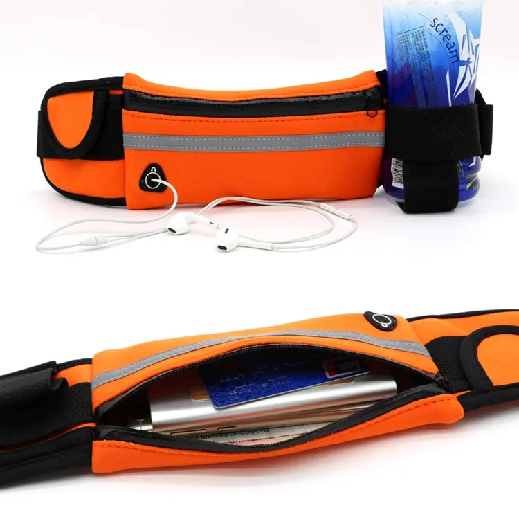 Cinturón de correr impermeable de neopreno barato con soporte para botella plegable