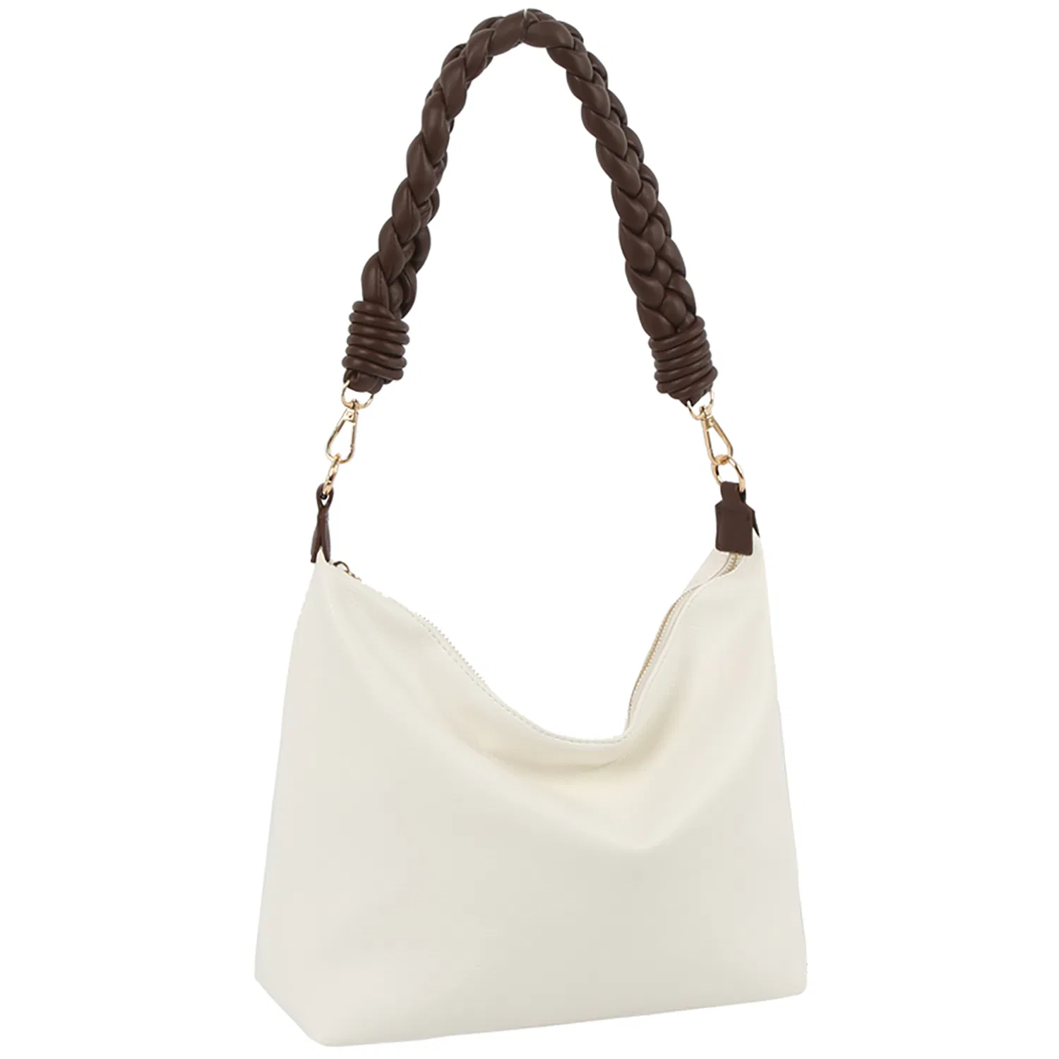 Bolso de hombro de cubo con asa trenzada retro y elegante para moda casual