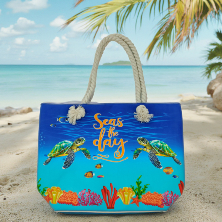 Impresión de logotipo personalizado en lienzo, tropical, caribeño, Islas Vírgenes, San Martín, Santa Lucía, bolsa de playa souvenir
