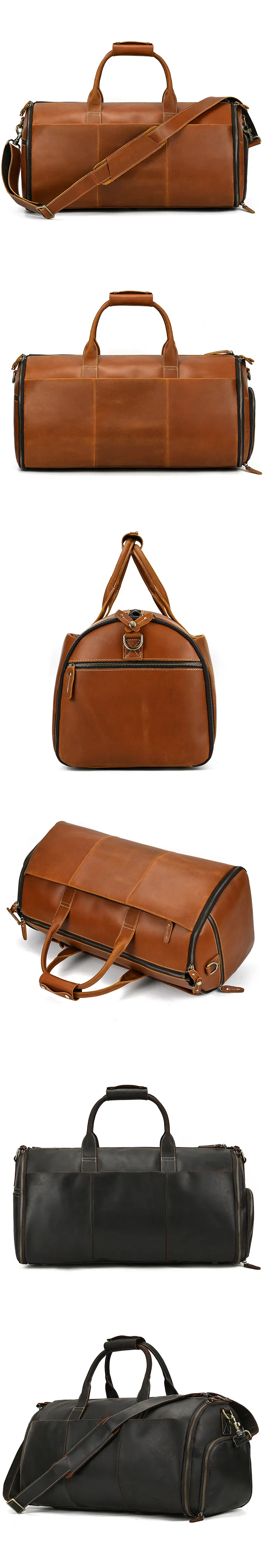 Detalle GA126 de bolsa de viaje cuero auténtico