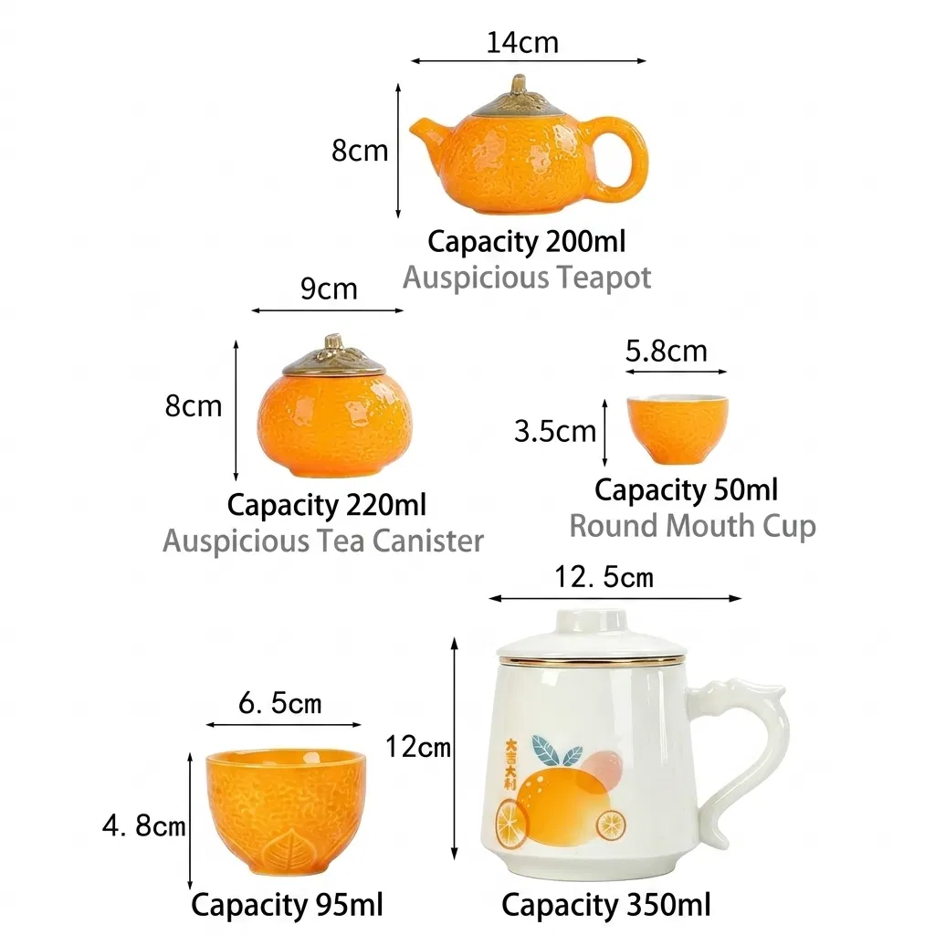 Juego de regalo de té chino Lucky Orange premium - diseño de maletín portátil para el Año Nuevo Lunar y regalos de prosperidad