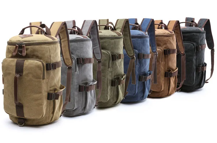 Mochila de lona tipo barril casual de moda para computadora portátil, mochila para escuela y universidad