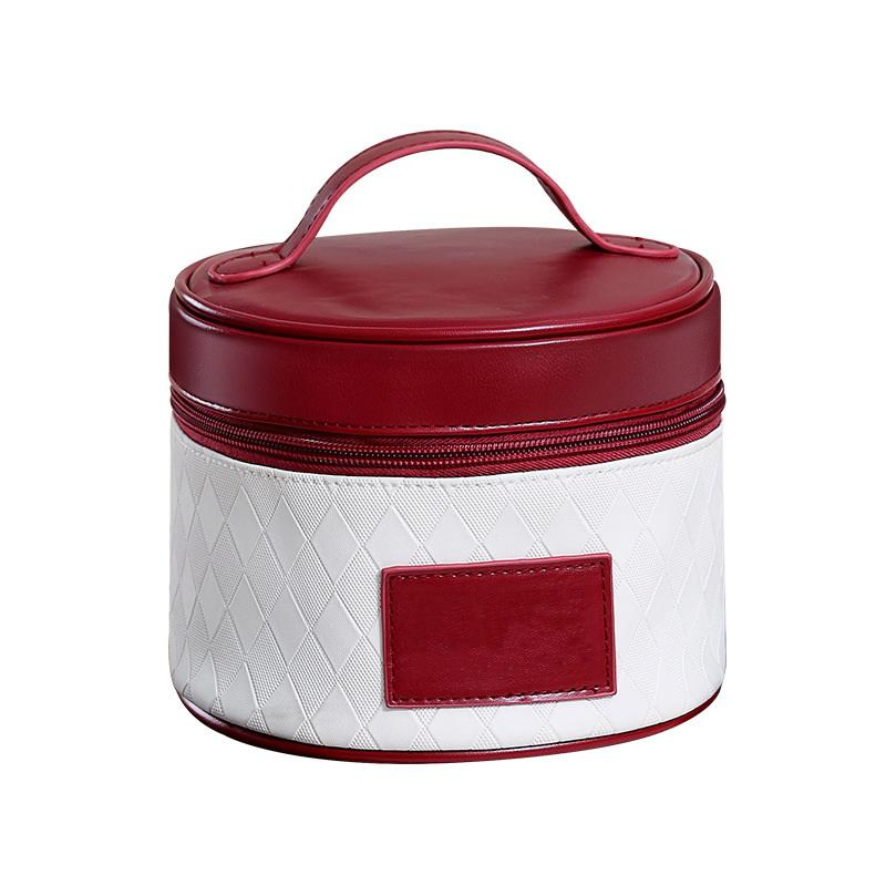 Bolsa de Maquillaje de Belleza Cilíndrica para Dama, Forma de Barril, Bolsa de Cosméticos de PU para Viaje y Aseo