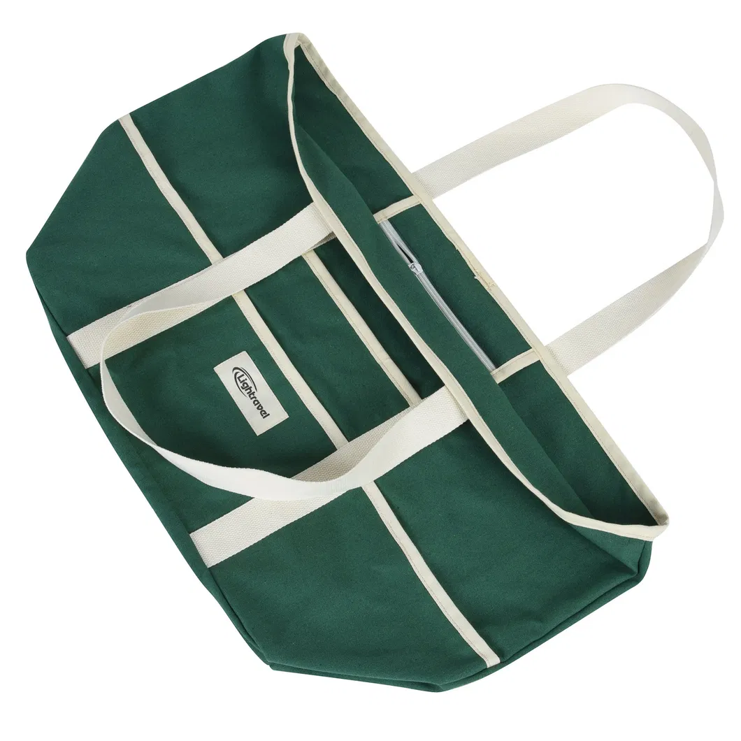 Bolsa de playa y camping de gran capacidad de lona verde oscuro para minoristas