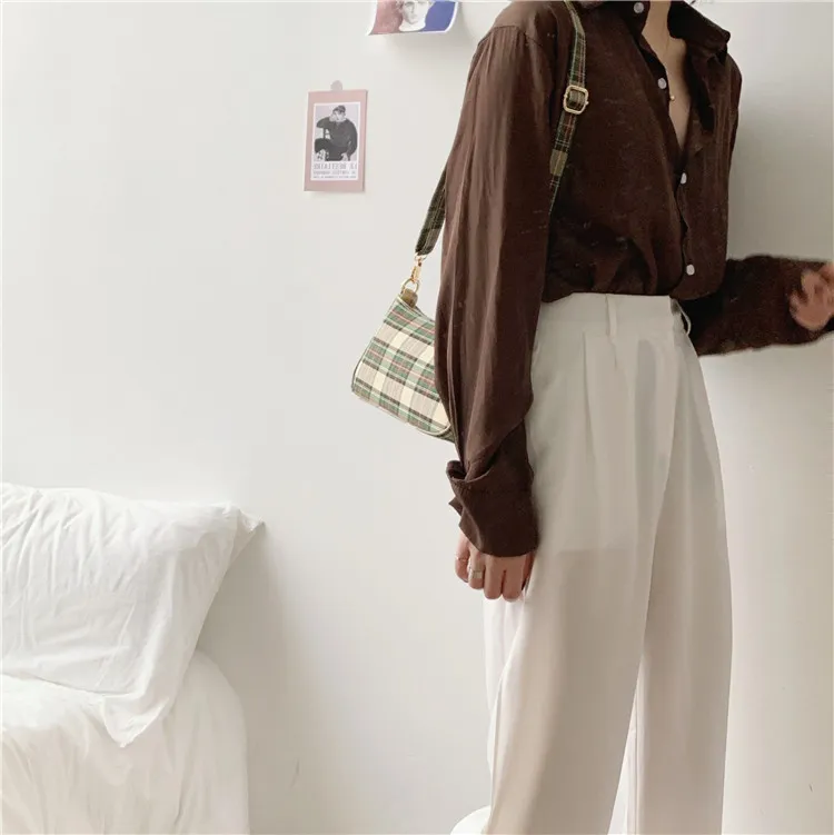 Bolso de lona retro de cuadros 1