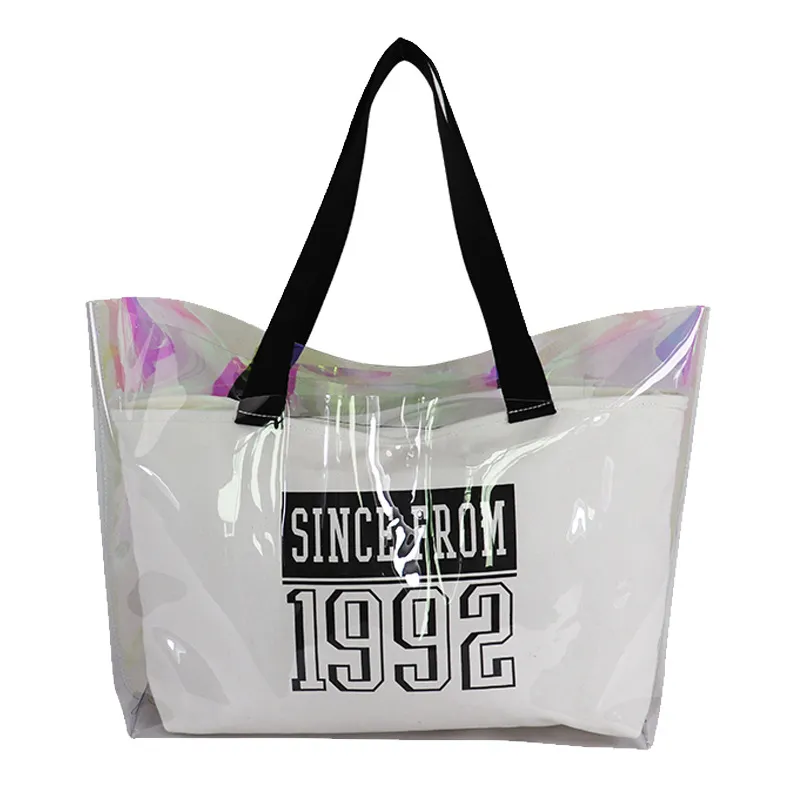 Bolsas de playa personalizadas de PVC transparente holográfico