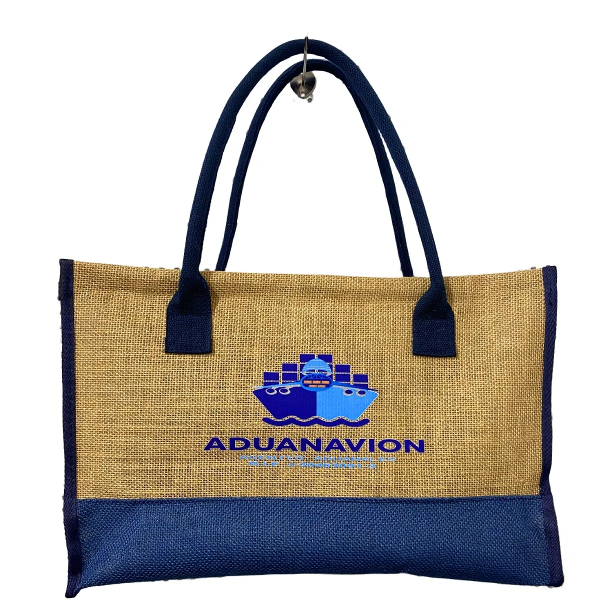 Bolsa de playa grande de yute de arpillera natural impresa personalizada al por mayor con cremallera