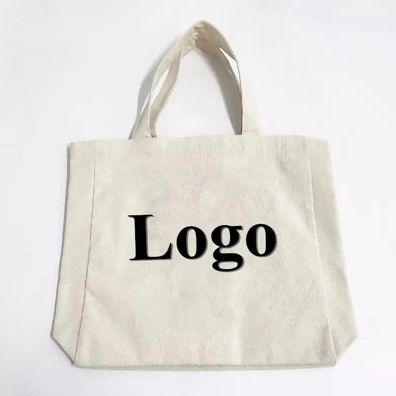 Bolsa de compras reutilizable grande de algodón orgánico impresa con logo personalizado, ecológica, con bolsillo
