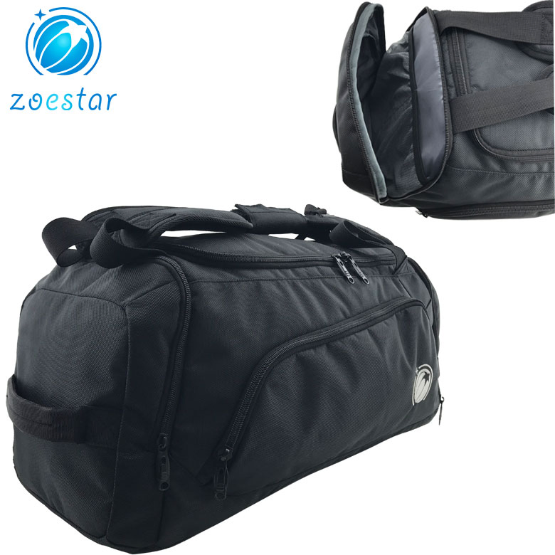 Bolsa de deporte personalizada para hombres grandes de fin de semana negro, viaje y gimnasio con logo