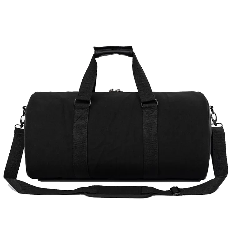Bolsa de viaje de lona de gimnasio de cilindro de barril unisex de alta calidad y duradera, bolsa de fin de semana para mujeres
