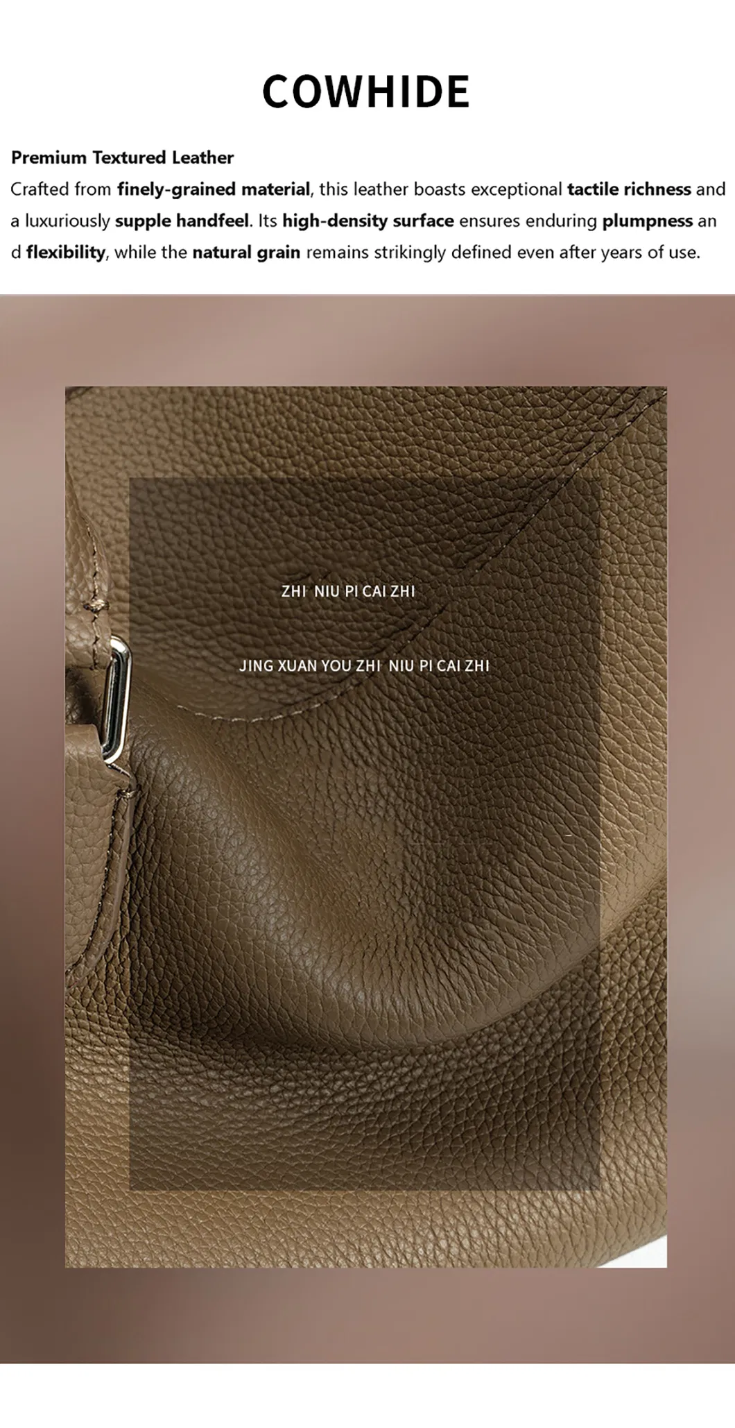 Bolso Baguette Avanzado de Moda de Cuero Genuino para Damas Bolso de Axila