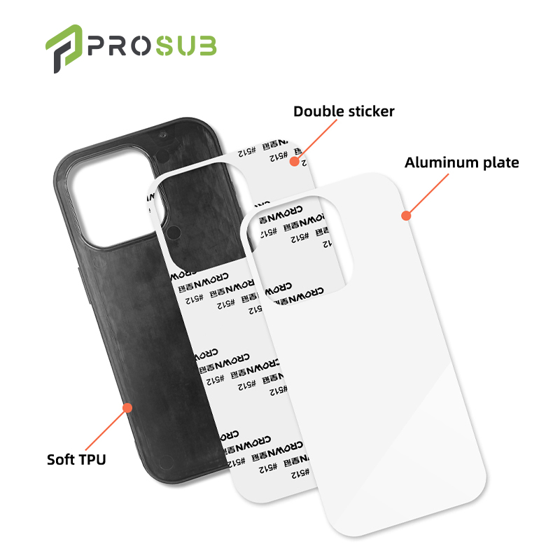 Prosub 2D Sublimación para iPhone 16 Funda de TPU con hoja de aluminio cubierta de teléfono móvil en blanco