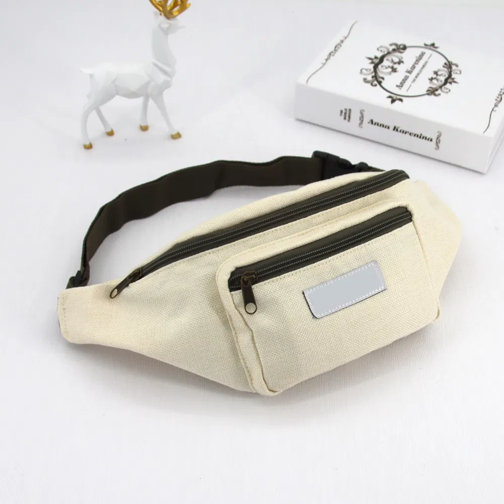 Promoción de Fanny Pack al por mayor, bolsa de cintura deportiva de yute impermeable, bolso cruzado personalizado