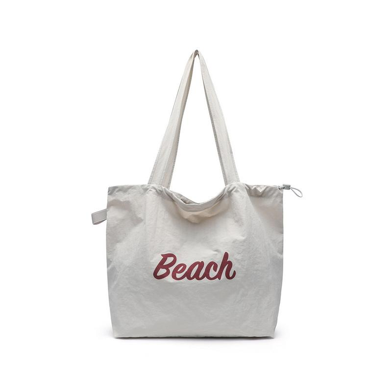 Bolsa de compras personalizada para damas, bolsa de playa ligera de nylon con cordón para mujeres, verano