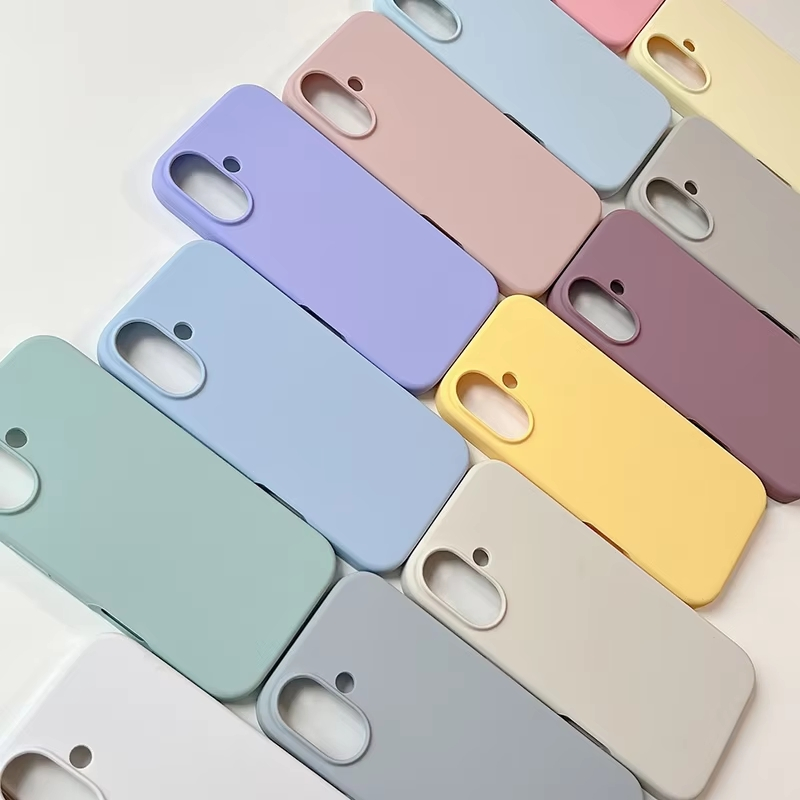 Funda de teléfono de silicona líquida personalizada con logo para iPhone 17, Funda suave a prueba de golpes con forro de microfibra, venta al por mayor de fábrica