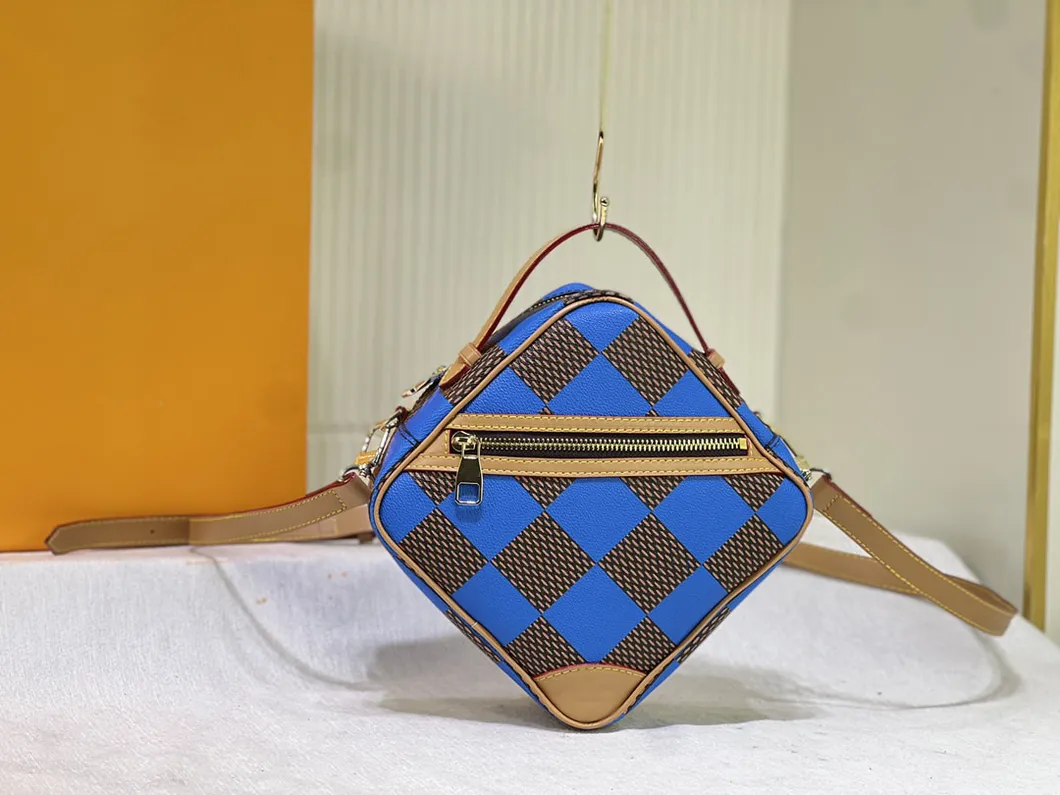 Bolso cruzado de ajedrez en forma de diamante mini con correa ajustable para cámara