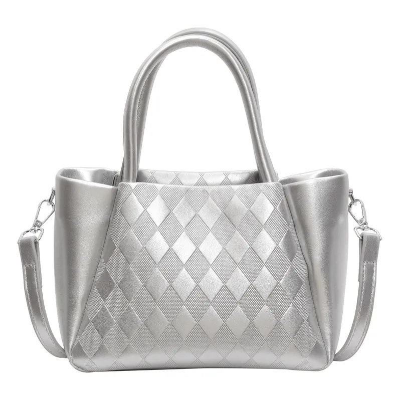 Bolso Tote de Diamante Acolchado para Mujeres en Negro con Asas Superiores y Correa Cruzada Desmontable