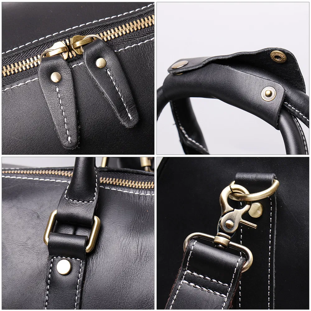Bolso de viaje vintage para hombres, bolso de gimnasio de cuero genuino, bolsa de gran capacidad, bolso de fin de semana