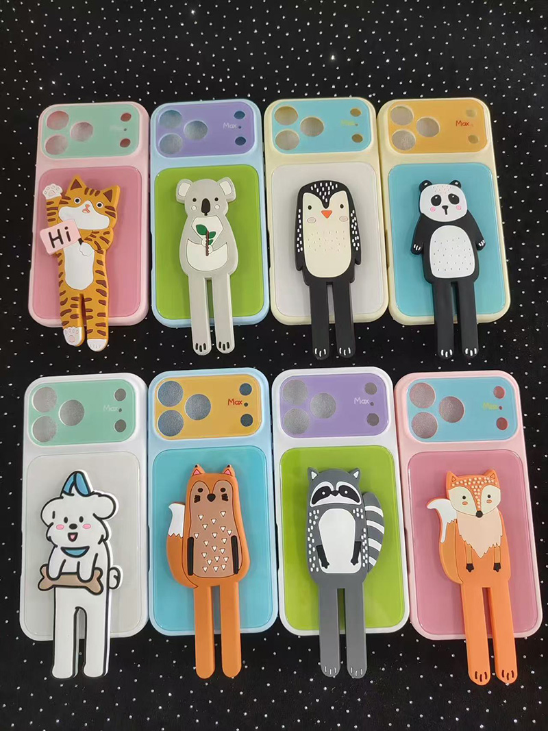 Fábrica personalizada linda funda de teléfono de oso búho koala león gato 3D de dibujos animados con patas largas para iPhone 18 PRO Max