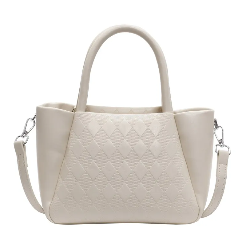 Bolso Tote de Diamante Acolchado para Mujeres en Negro con Asas Superiores y Correa Cruzada Desmontable